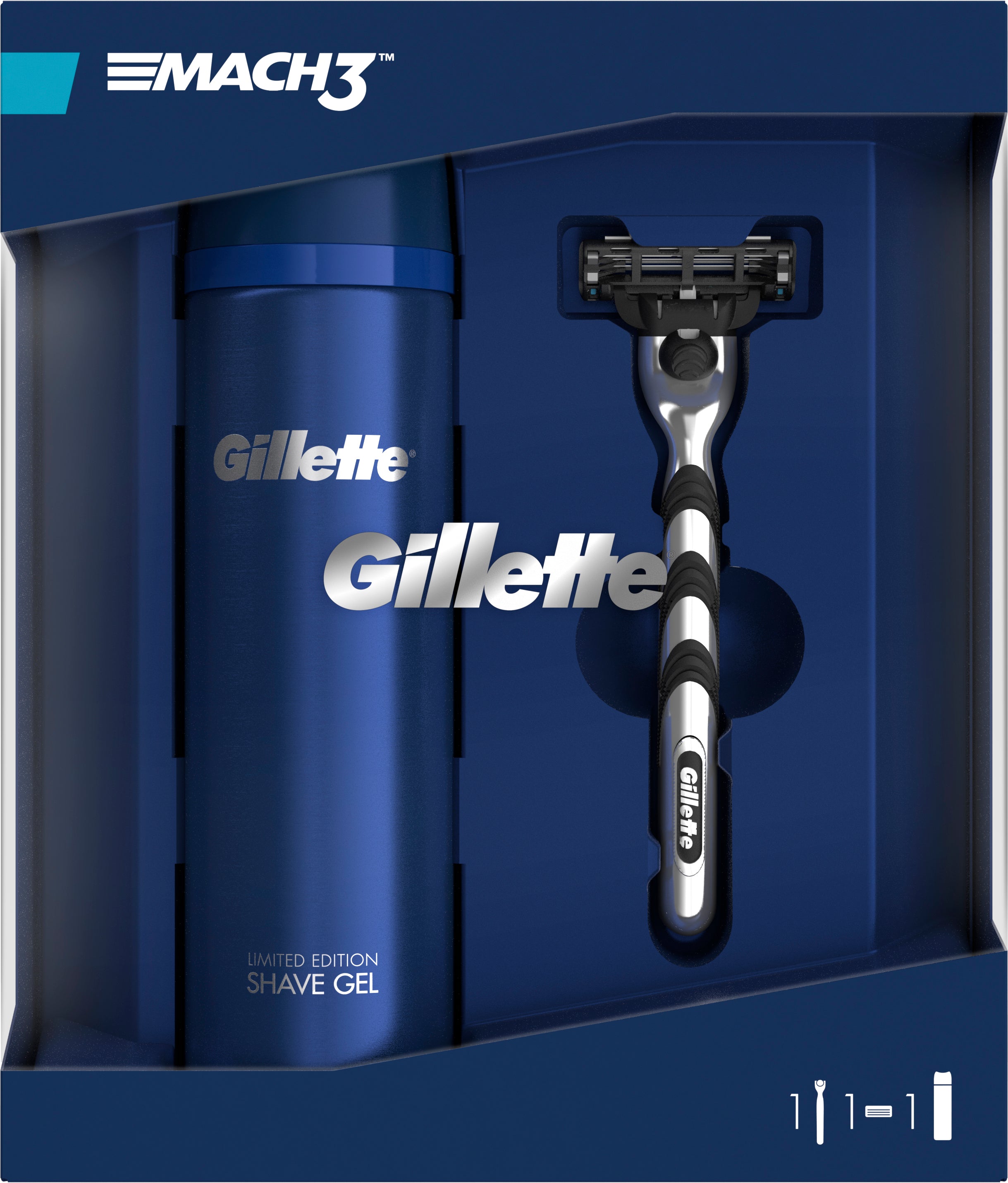 Gillette Mach3 Men's Gift Set: Razor & Fusion Ultra Sensitive Shaving Gel, 200 mL