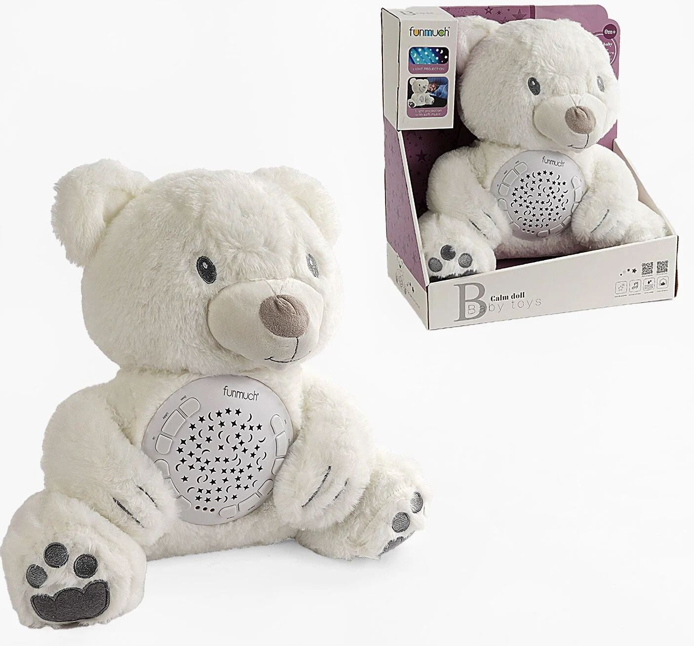 FM 666-32 Bear Kids' Night Light with Starry Sky Projector, Lullabies & Nature Sounds