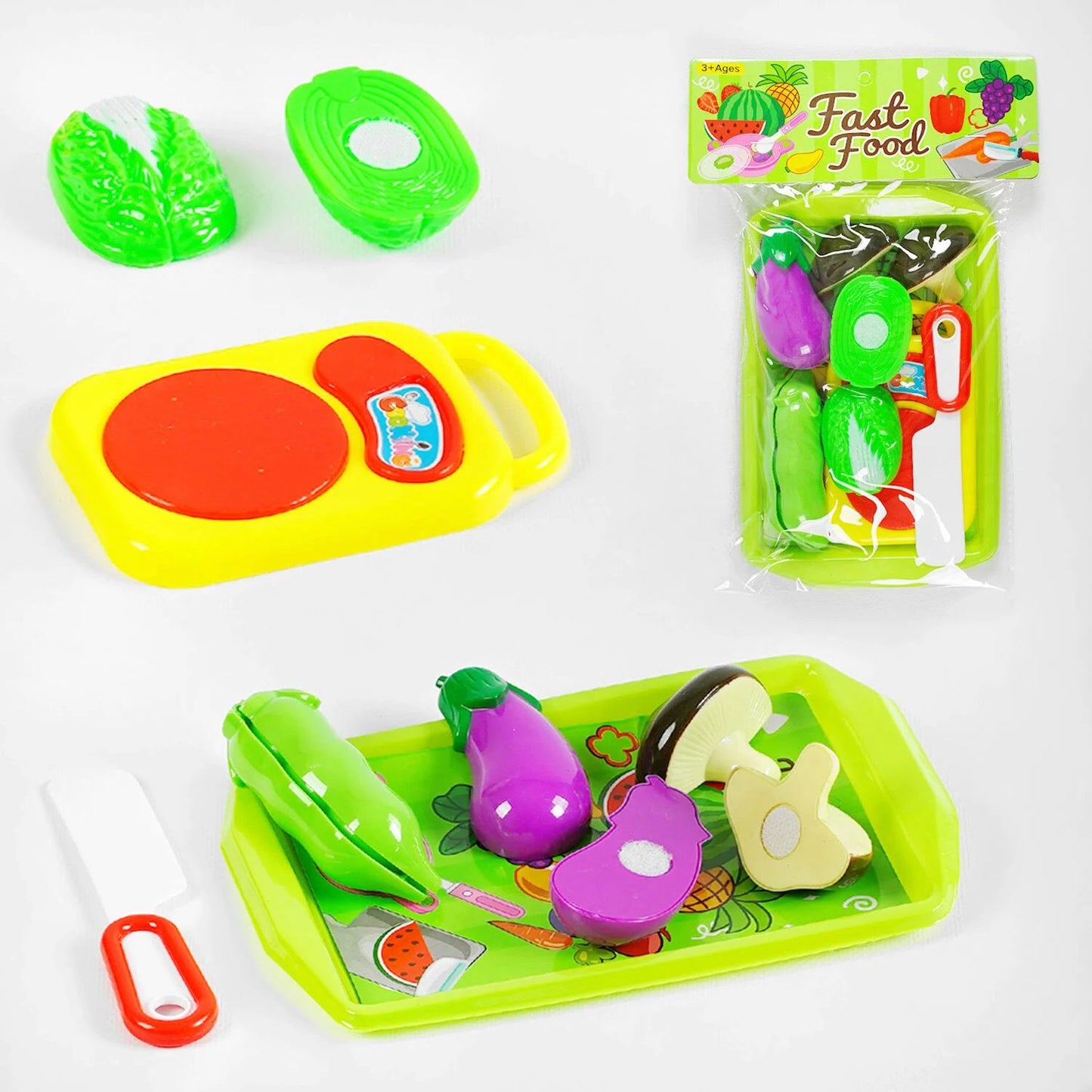 M 110 Fast Food Hook-and-Loop Pretend Vegetable Cutting Set