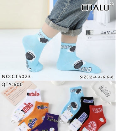 Coalo ST5023 Kids' Socks with Sweets & Drinks Print, Size 4-6, 10 pcs - Image 2