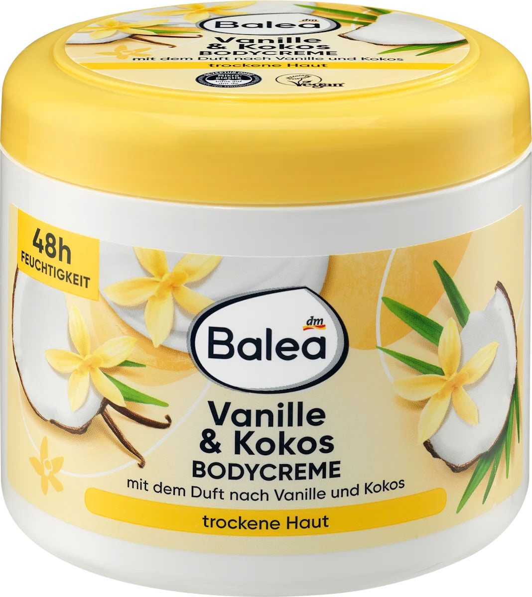 Balea Vanilla & Coconut Body Cream for Dry Skin, 500 mL