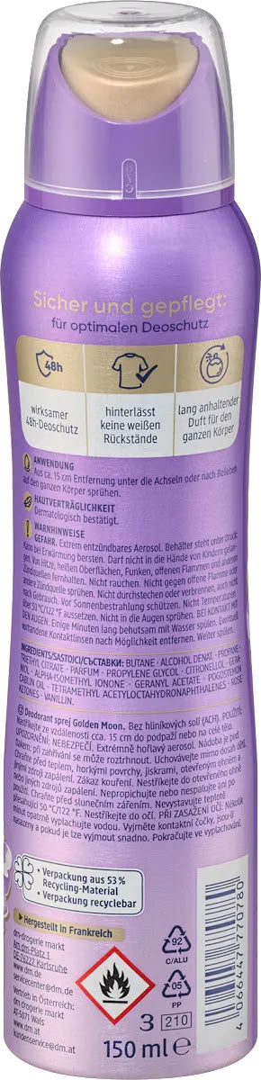 Balea Parfum Golden Moon Women's Aerosol Deodorant, 150 mL - Image 2