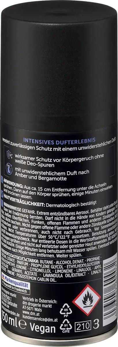Balea Dark Elegance Men's Deodorant Spray, 150 mL - Image 2
