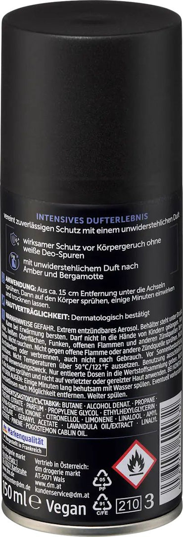 Balea Dark Elegance Men's Deodorant Spray, 150 mL - Image 2