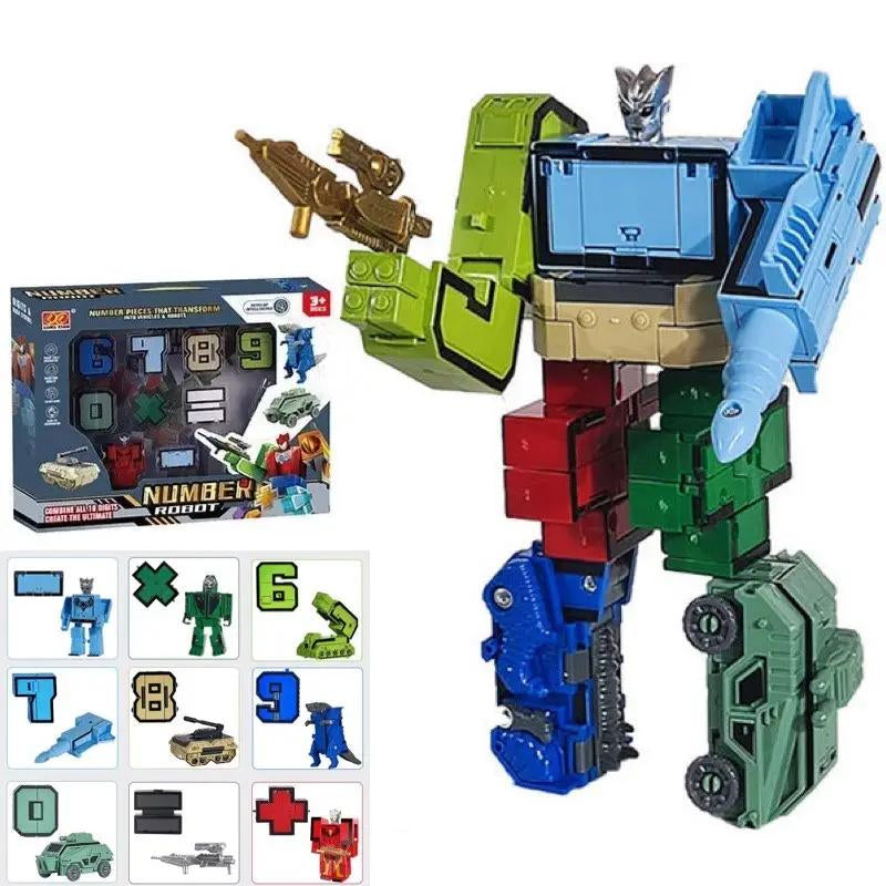 727-4 Number Robot Transformer Set with 5 Digits & 4 Math Symbols