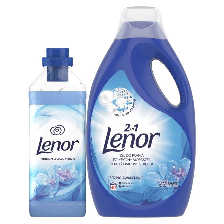 Lenor Spring Awakening Liquid Laundry Detergent 2.2 L & Fabric Softener 930 mL