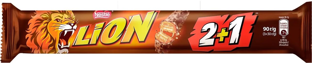 Nestle Lion 2+1 Chocolate Bar, 90 g