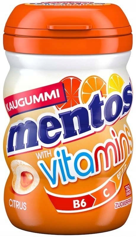 Mentos Vitamins Citrus Chewing Gum in Jar, 32 pcs