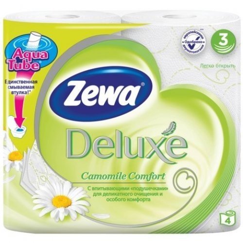 Zewa Camomile Comfort 3-Ply Toilet Paper, 4 Rolls