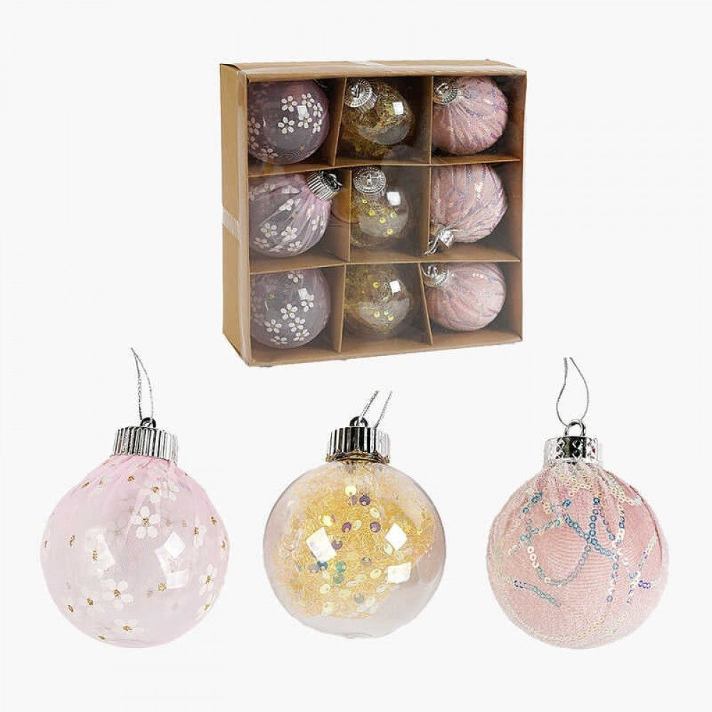 C 67516 Christmas Ball Ornaments, 8 cm Diameter, 9 pcs