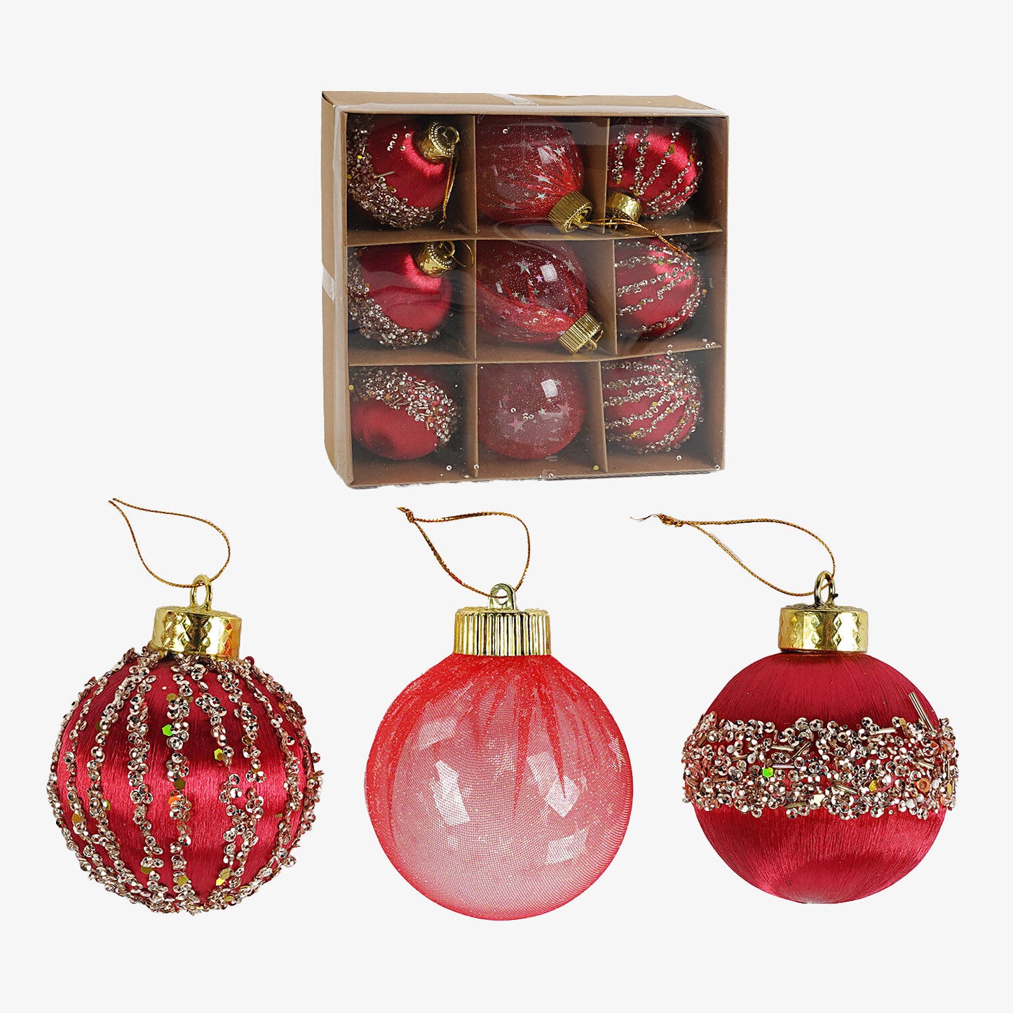 C 67514 Christmas Ball Ornaments, 8 cm Diameter, 9 pcs