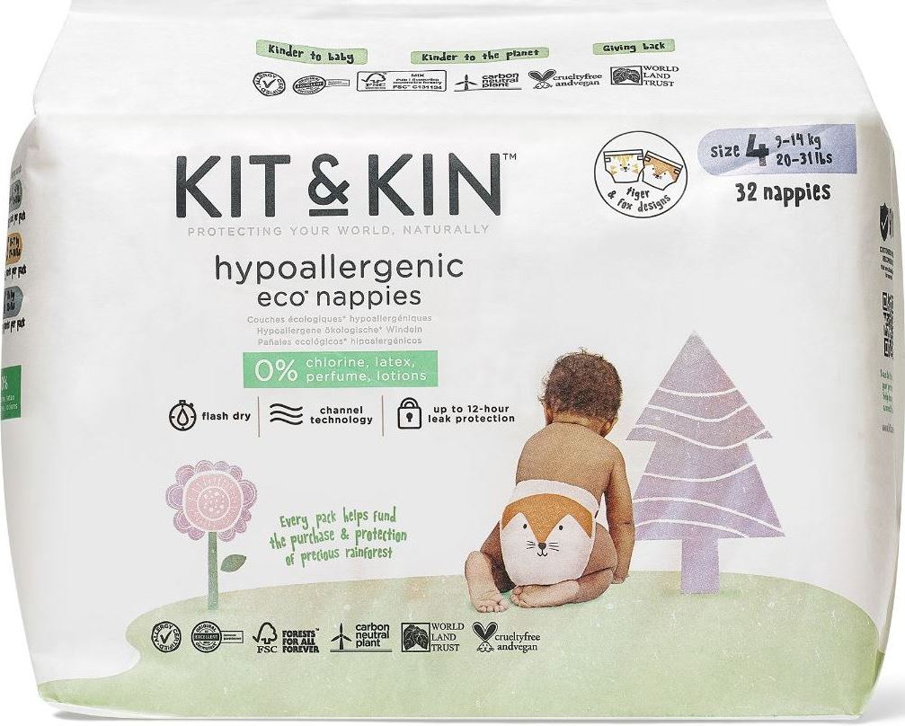 Kit & Kin Baby Diapers, Size 4, 32 pcs, 9-14 kg