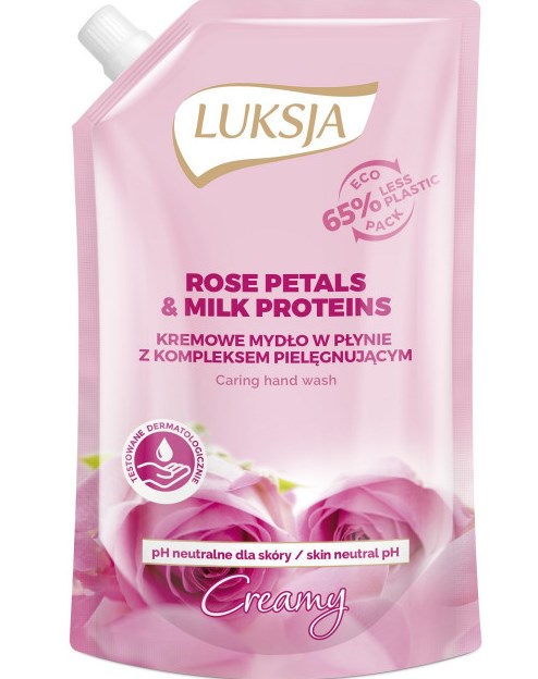 Luksja Rose Petals & Milk Proteins Liquid Cream Soap Refill Pouch, 400 mL