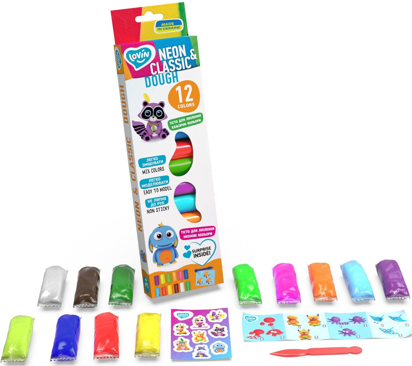 Lovin Neon Classic 41182 Modeling Dough Set, 12 pcs