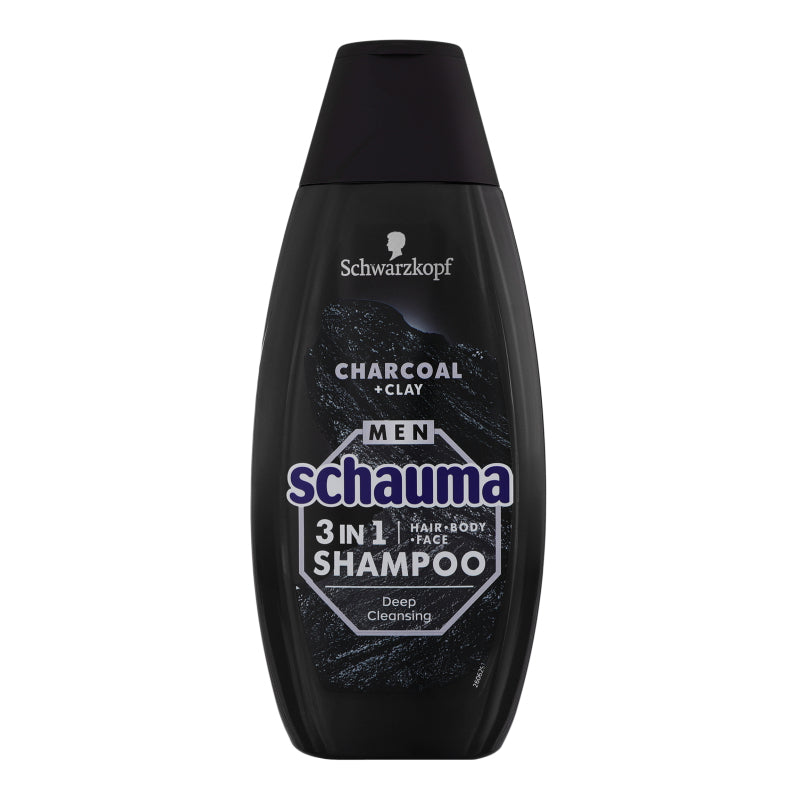 Schauma Men 3-in-1 Charcoal and Volcanic Clay Shampoo, 400 mL