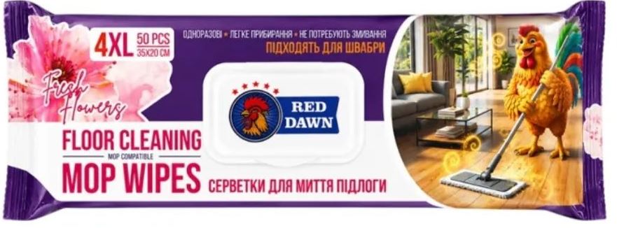 Red Dawn Fresh Flowers Floor Cleaning Wet Wipes, 50 pcs