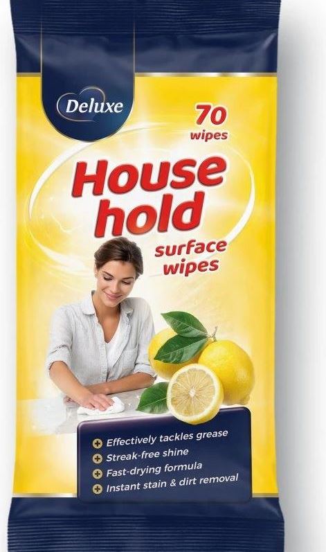 Deluxe Lemon Universal Cleaning Wet Wipes, 70 pcs