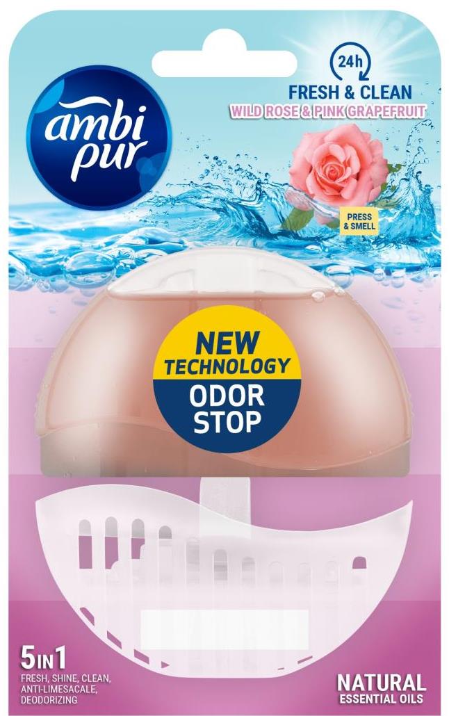 Ambi Pur Wild Rose & Pink Grapefruit Hanging Toilet Gel Block, 55 mL