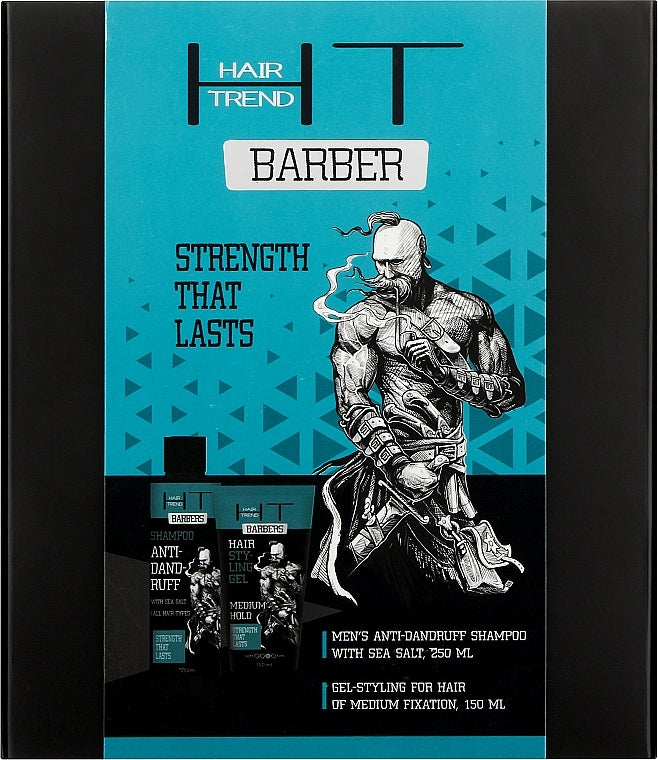 Hair Trend Barbers Men's Long-Lasting Hairstyle Gift Set: Shampoo 250 mL & Hair Styling Gel 150 mL