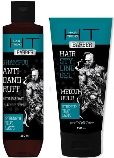 Hair Trend Barbers Men's Long-Lasting Hairstyle Gift Set: Shampoo 250 mL & Hair Styling Gel 150 mL - Image 2