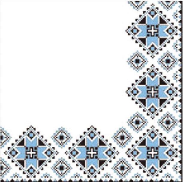 La Fleur Blue Embroidery 2-Ply Table Napkins, 16 pcs, 33 x 33 cm