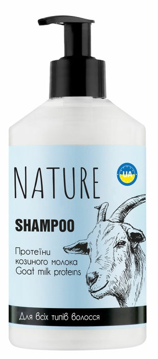 Bioton Cosmetics Nature Goat Milk Protein & Keratin Shampoo with Pump, 900 mL