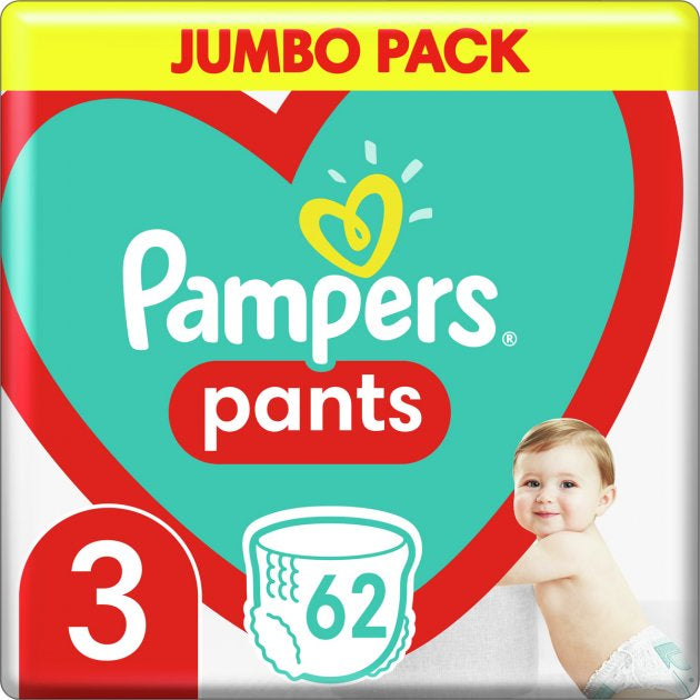 Pampers Pants Size 3 (Maxi) Baby Pull-Up Diaper Pants, 62 pcs, 6-11 kg
