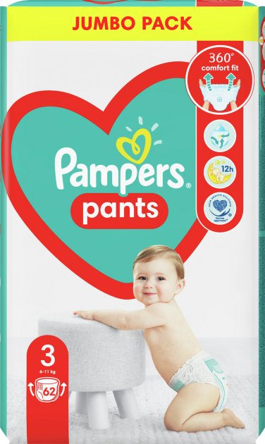 Pampers Pants Size 3 (Maxi) Baby Pull-Up Diaper Pants, 62 pcs, 6-11 kg - Image 2