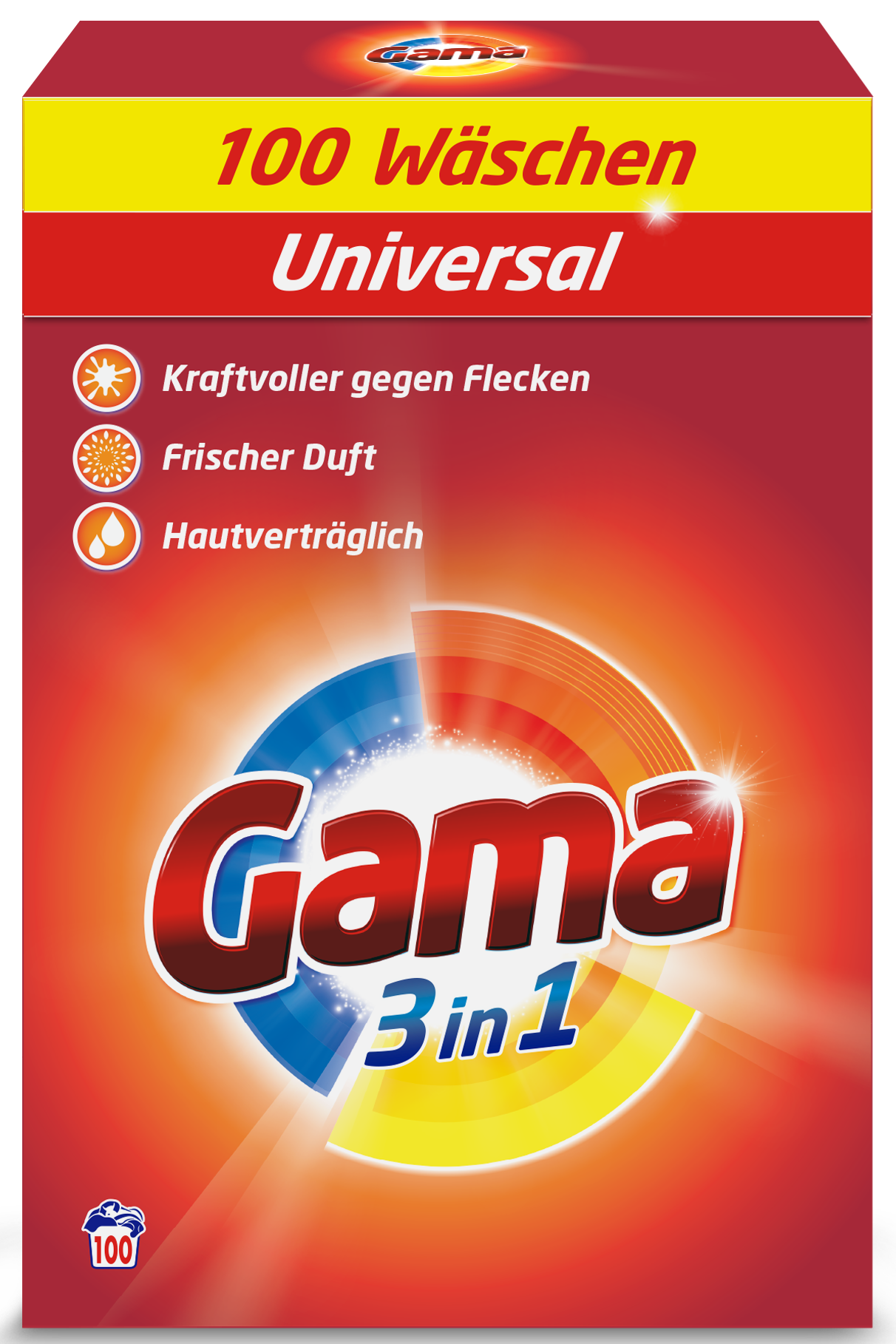 Gama 3-in-1 Universal Laundry Detergent Powder, 100 Loads, 6.5 kg