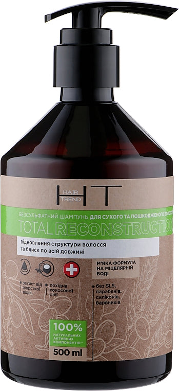 Hair Trend Total Reconstruction Sulfate-Free Shampoo for Dry & Damaged Hair, 500 mL