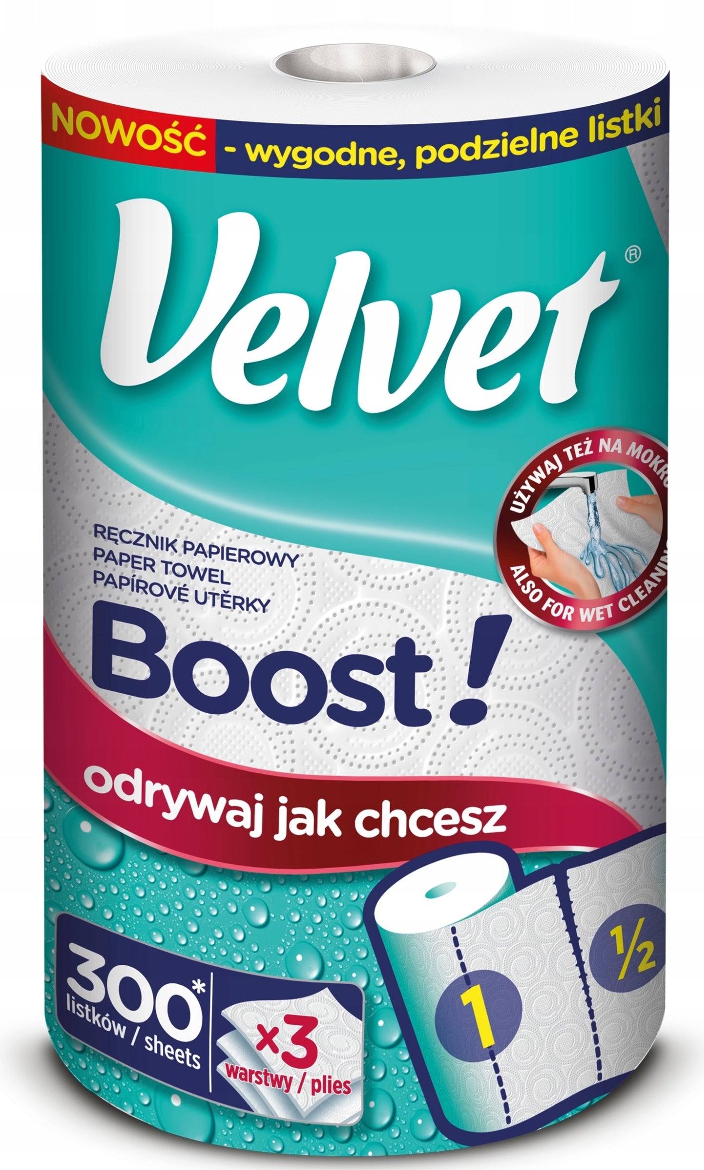 Velvet Boost Paper Towel, 3-Ply, 300 Sheets
