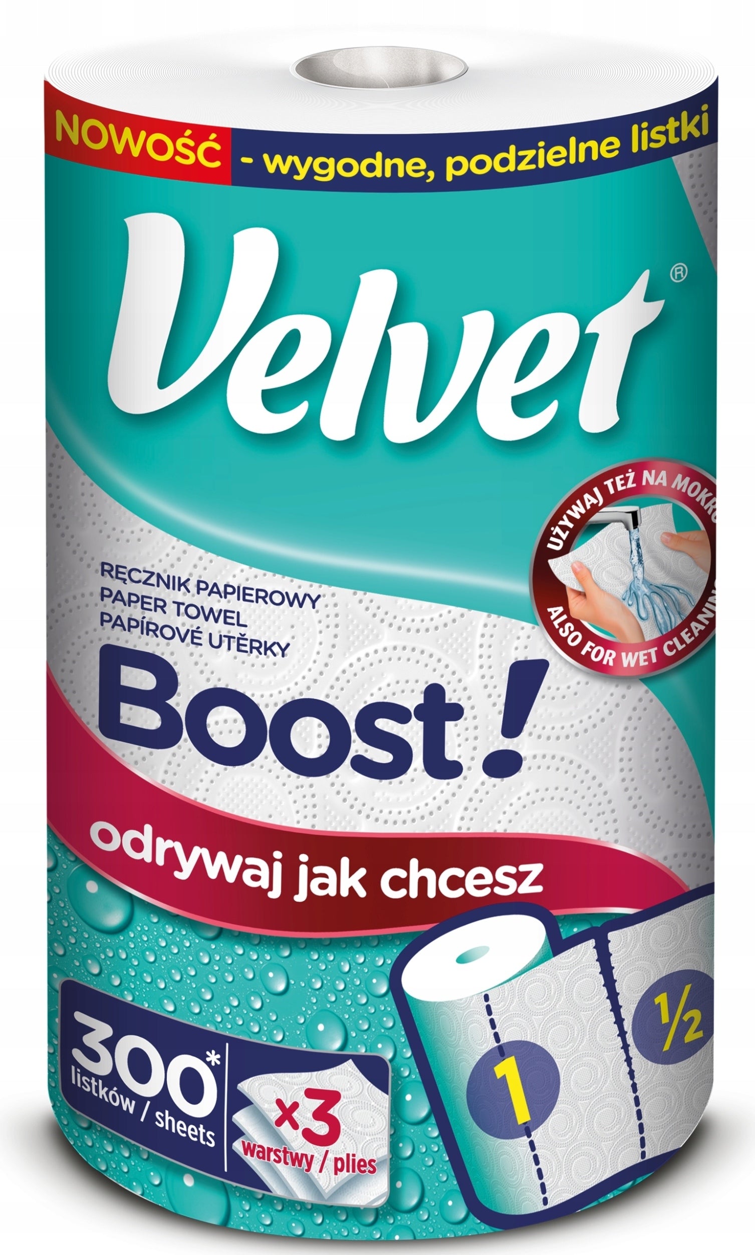 Velvet Boost Paper Towel, 3-Ply, 300 Sheets