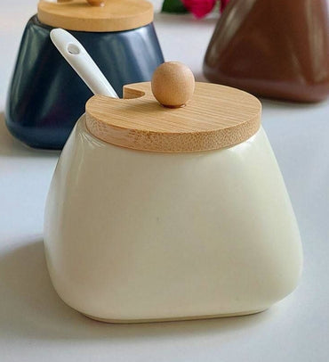 Olens Stockholm Color 102-218 Ceramic Sugar Bowl with Bamboo Lid, 250 mL - Image 2