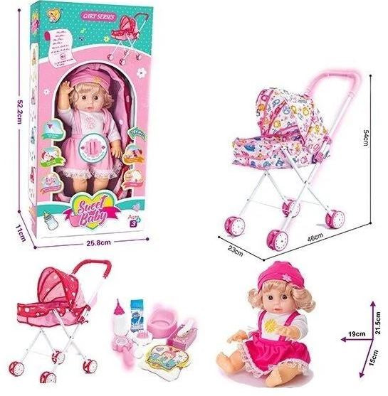 Sweet Baby 888-14B Baby Doll with Stroller, Bottle, Potty & Music Chip