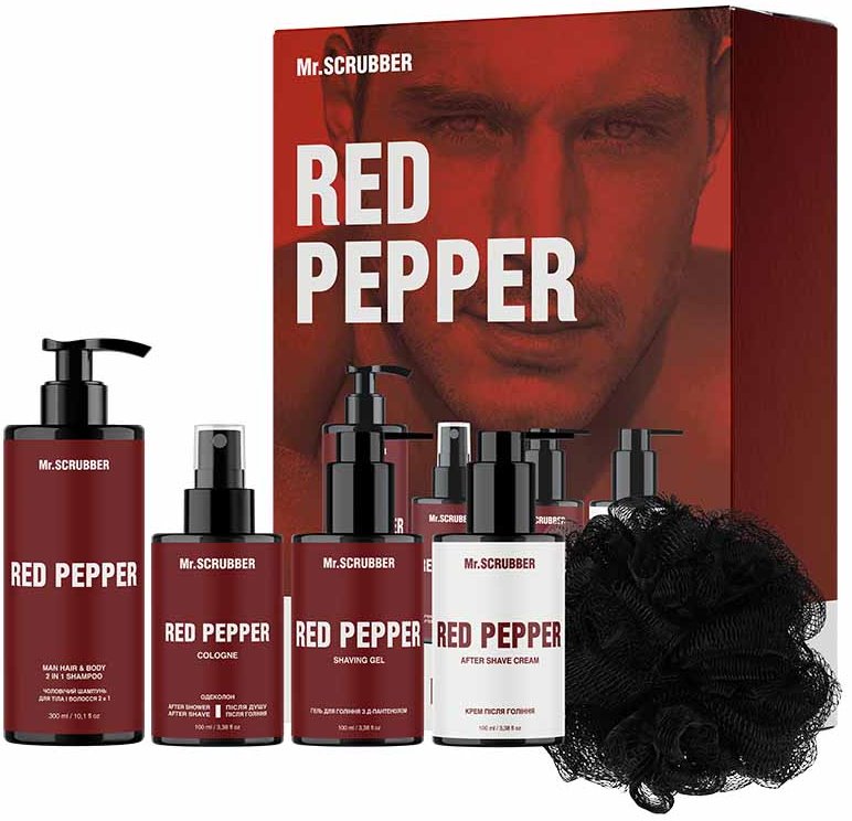 Mr. Scrubber Red Pepper Men's Perfumed Grooming Gift Set