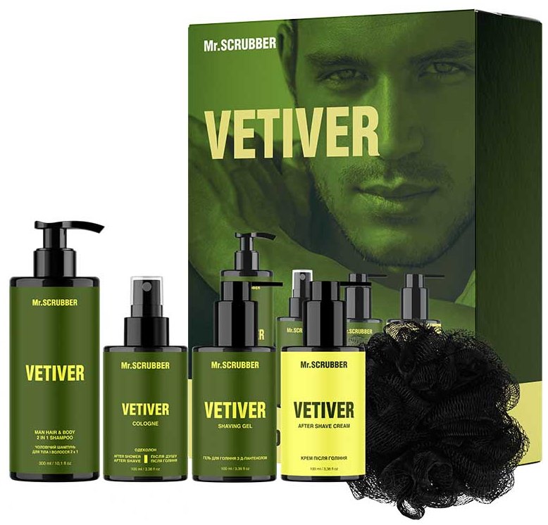 Mr. Scrubber Vetiver Men's Perfumed Grooming Gift Set