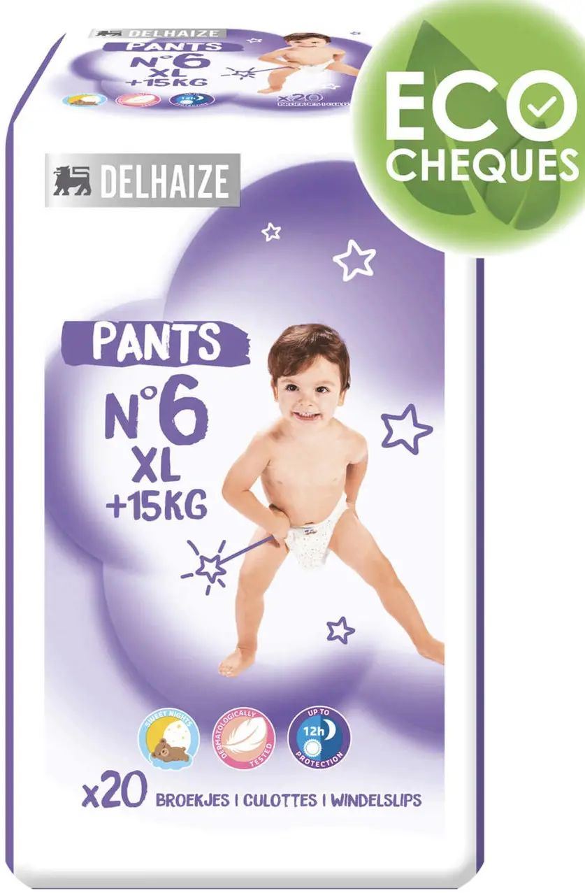 Delhaize Size 6 Baby Pull-Up Diaper Pants, 15+ kg, 20 pcs