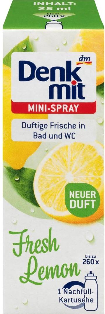 Denkmit Fresh Lemon Mini-Spray Air Freshener Refill, 25 mL