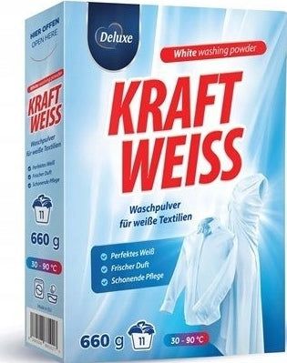 Deluxe Enzo Powerful White Laundry Detergent Powder for White Fabrics, 11 Loads, 660 g