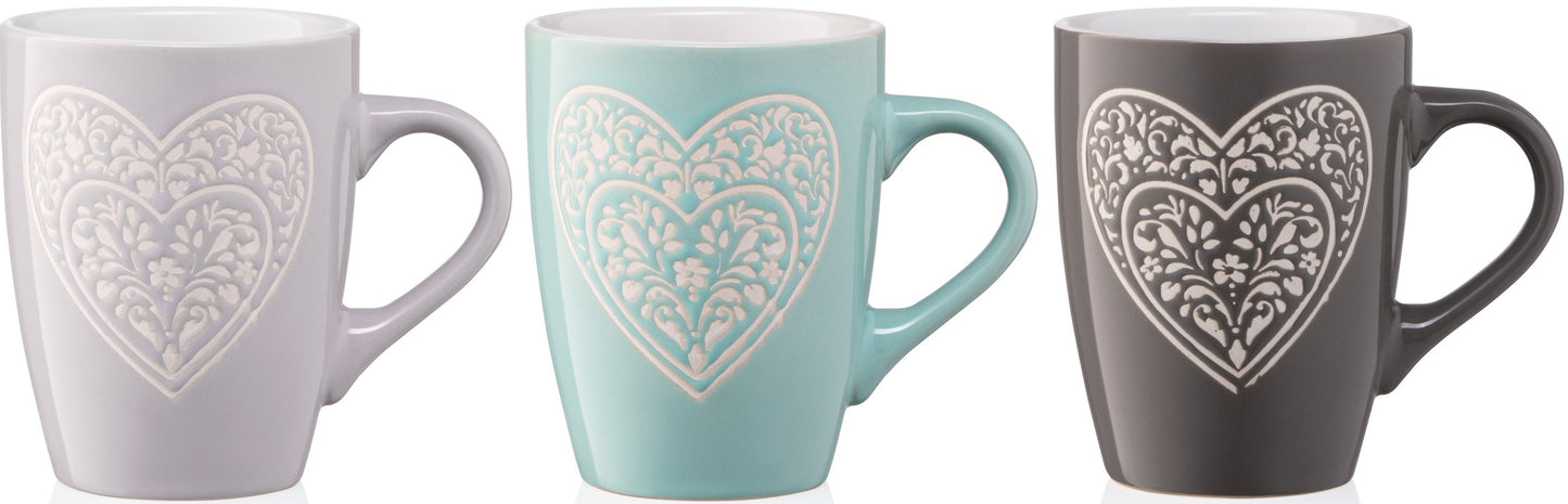 Ardesto Heart AR3467 Ceramic Mug, Assorted Designs, 330 mL