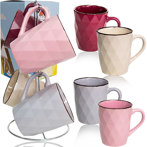 S&T 021-04-11 Facets Cup Set, 4 x 350 mL