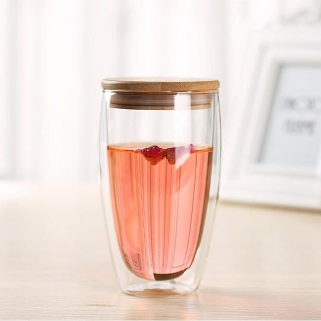 S&T Straniere 201-16 Double-Wall Glass with Bamboo Lid, 420 mL - Image 3