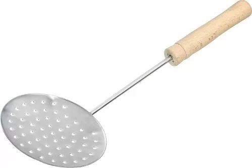 Metal Slotted Spoon with Wooden Handle, 33 cm