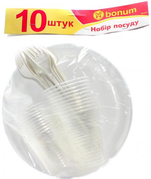Disposable Plastic Tableware Set for 10 People
