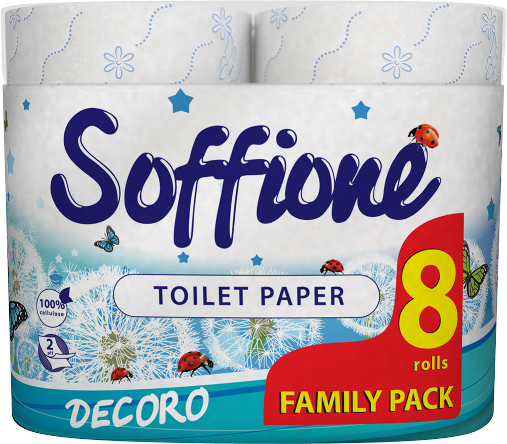 Soffione 2-Ply Toilet Paper, 8 Rolls