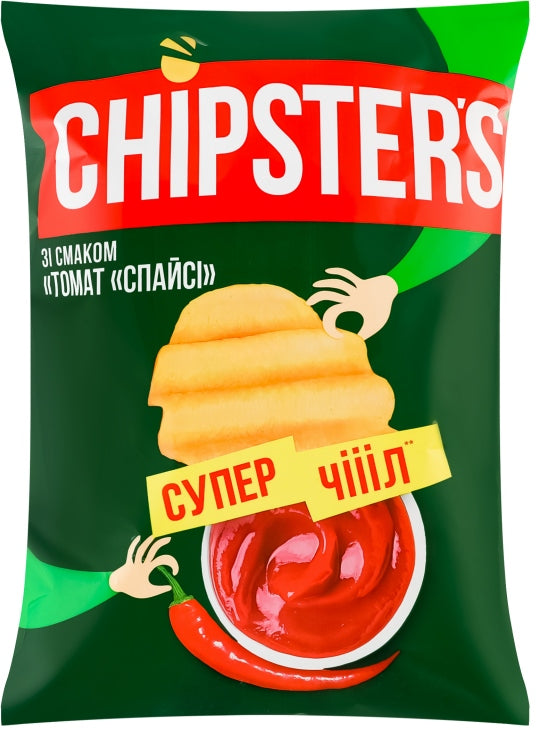 Chipster's Spicy Tomato Ridged Potato Chips, 110 g