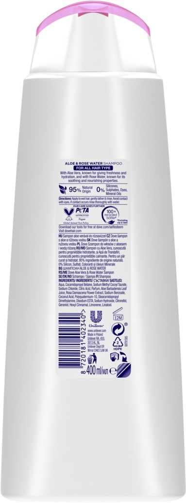 Dove Ultra Care Aloe & Rose Water Shampoo, 400 mL - Image 2