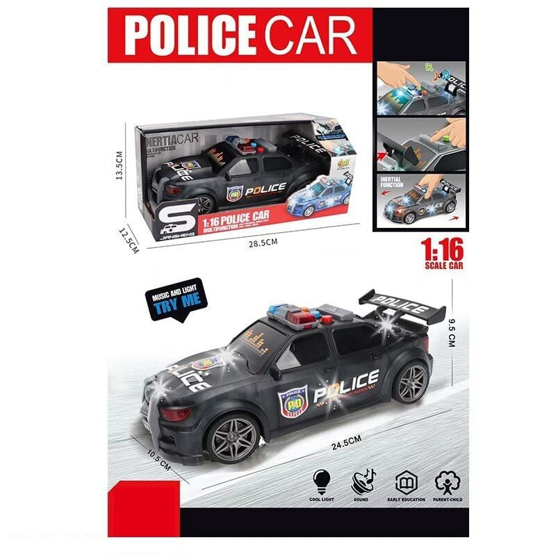 JS 124 I Police Friction-Powered Toy Car with Lights, Sound & Moving Parts in Box