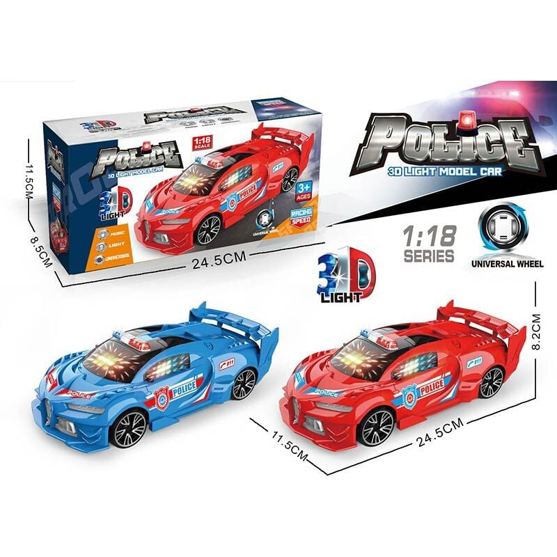 12-3 Police Toy Car with 3D Lights, Sound & Melody in Box