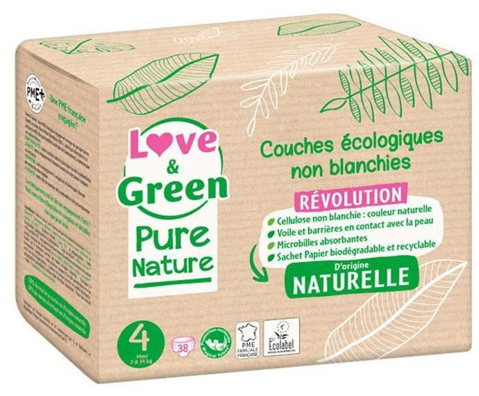 Love & Green Eco Pure Nature 4 Baby Diapers, 38 pcs, 7-14 kg